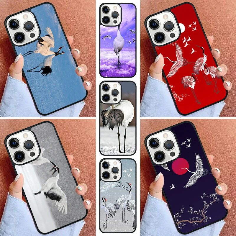 Red-crowned Crane Bird Phone Case For iPhone 16 15 14 Pro 11 13 12 Mini Max SE 2020 6 7 8 Plus Cover Capa