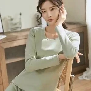Yasuk Autumn Winter Casual Pullover Women's Slim Simple Soft Warm Bottom Velvet Cushionv Thermal Underwear Slim