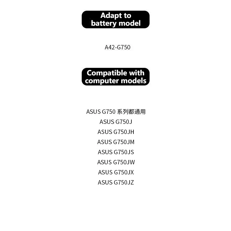 Lithium Battery for ASUS A42 - G750, G750J, G750JZ, G750JH, G750JW Laptops