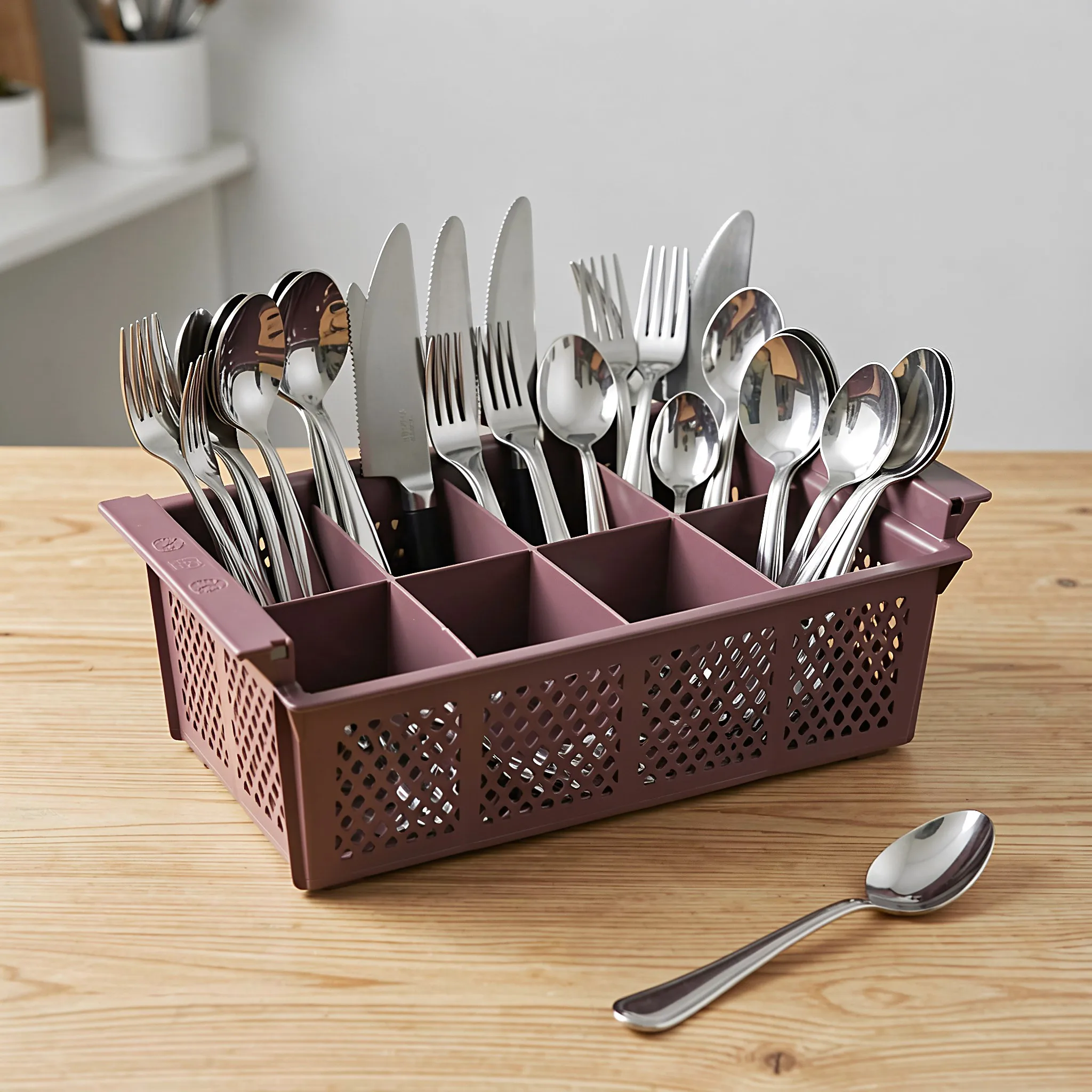 Commercial Dishwasher Silverware Basket 8 Compartment Cutlery Draining Utensil Holder Countertop Organizer Chopstick Basket