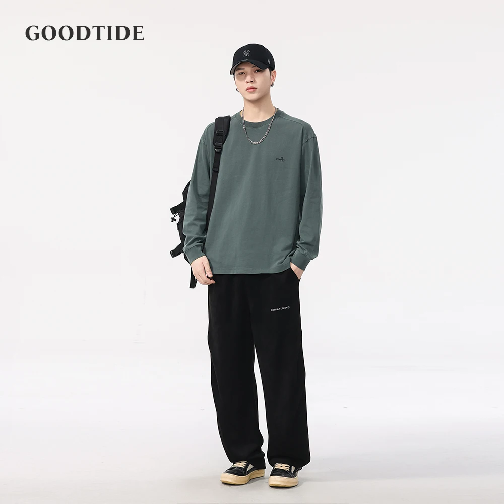 Fashion Men's Classic Retro Long-sleeved T-shirt 2025 Spring And Autumn New Loose Round Neck Casual Letter Print Top Pullover
