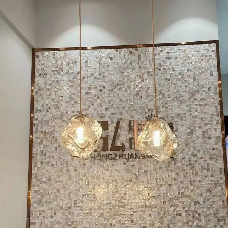 

Minimalist Art Bedroom Bedside Chandelier Ice Design Sense Restaurant Light Porch Lava Shape Fishing Line Chandelier Glass HOT