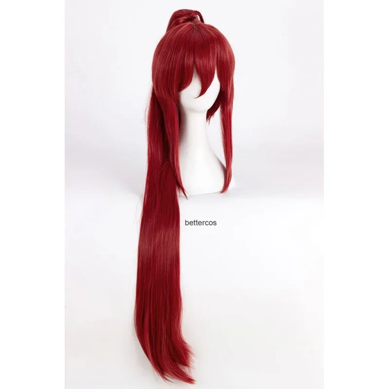 Fairy Tail Erza Scarlet Cosplay Wigs 100cm Long Wine Red Heat Resistant Synthetic Hair Wig   Wig Cap