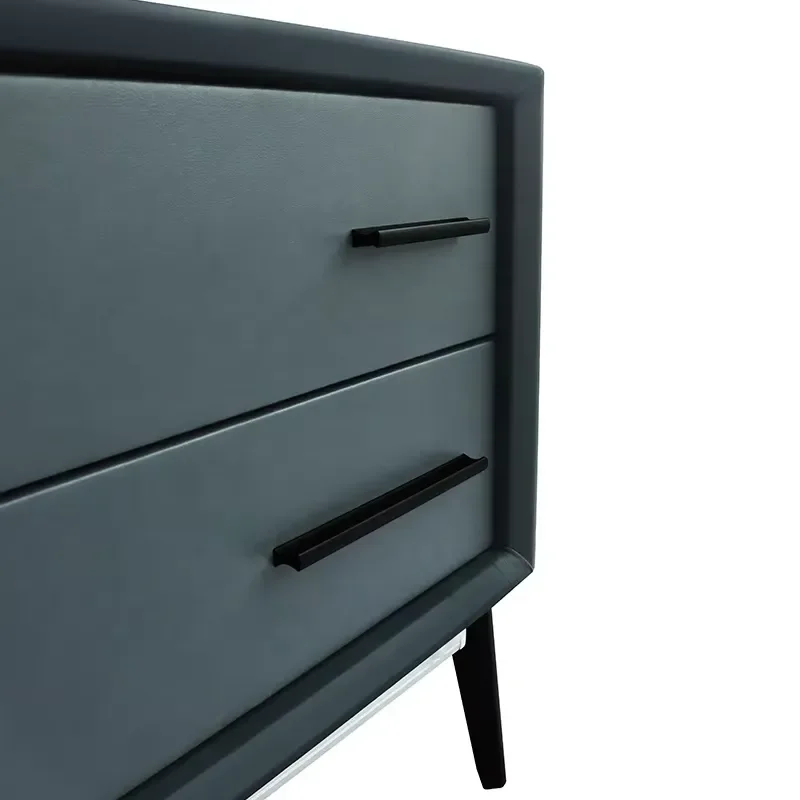 for Smart LED Bedside Table with Wireless  and Bluetooth Speaker Antique Leather Nightstand Modern Home Furniture
