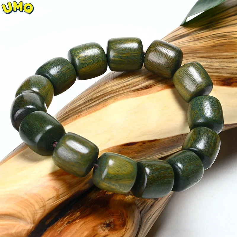 Natural Authentic Green Sandalwood Buddhist Beads Bucket Beads Old Type Beads Bracelet Transfer Rosary Sandalwood 108 Bracelets