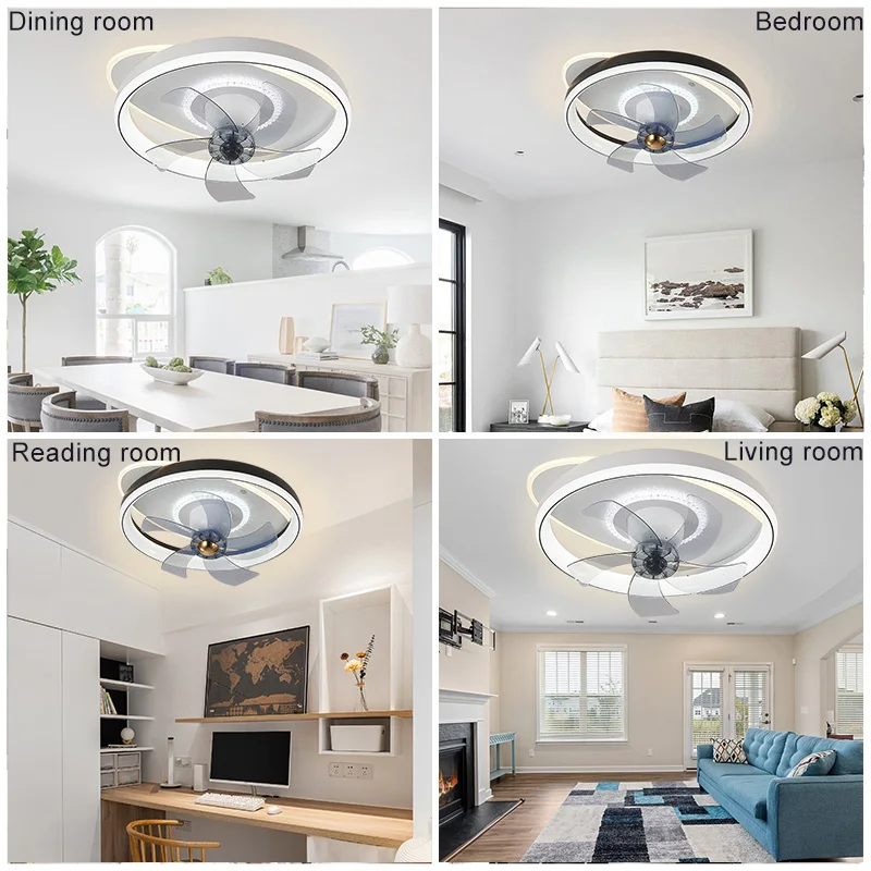 Pink Ceiling Fan Light 5 Blades Remote Control Dimmable Ceiling Light With Fan Blue Bedroom Ceiling Lamp White Black Color