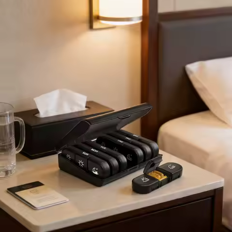 1pc-21 Grid Black Medicine Box Classification Box for Seven Days A Week, Portable Medicine Box