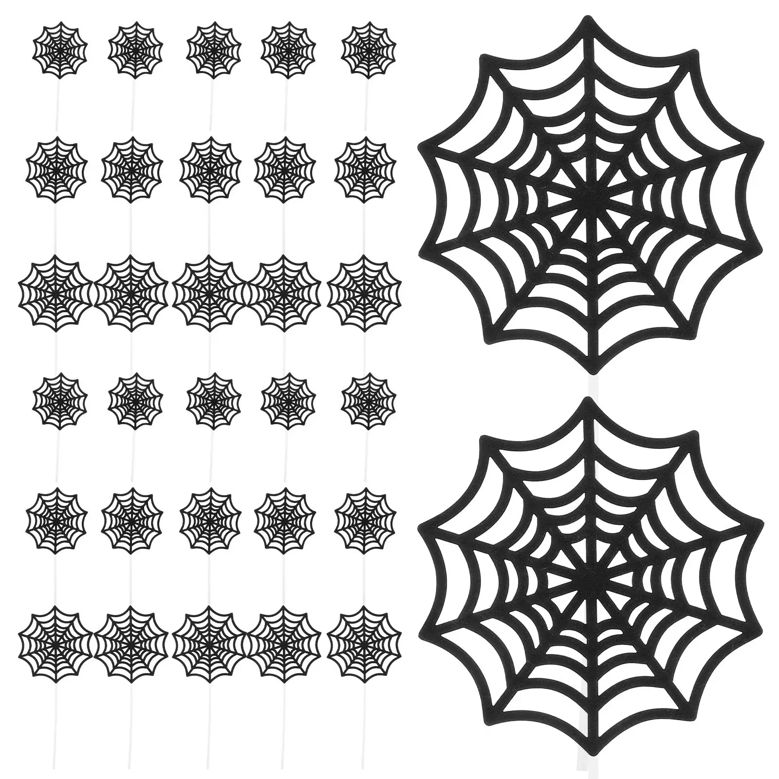 

12 Pcs Halloween Cobwebs Spider Card Cupcake Decor Crab Topper Picks Child