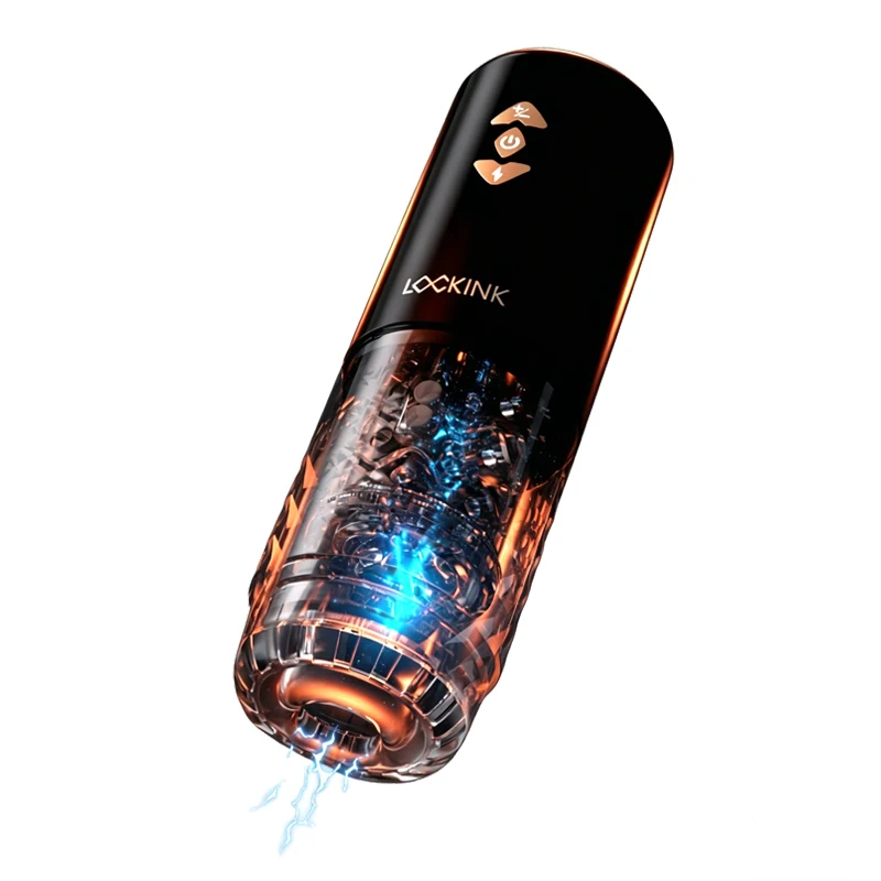 LOCKINK Automatic Thrusting Rotating Male Masturbator Electric Shock Masturbation Cup Sucking Blowjob Penis Pump Adult Sex Toys