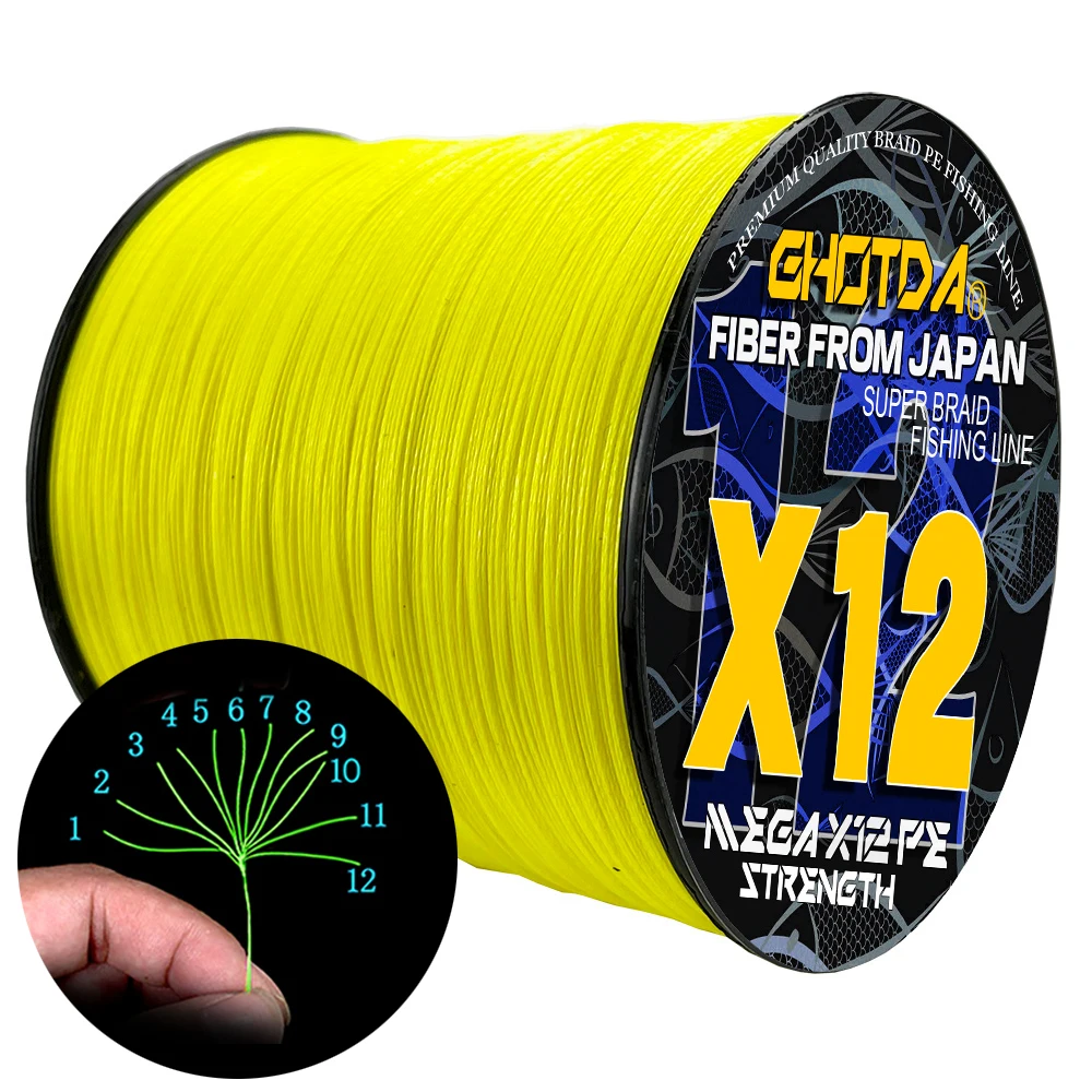 500m-1000m Big Game 12 Strands Braided Multifilament Lure PE Line 25LB-120LB Super Strong Carp Wire Leader Sea Fishing Lines