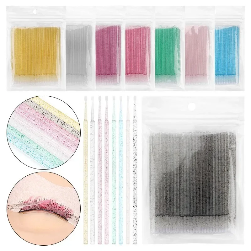 100PCS/Bottle Eyelash Extension Cleaning Swabs Lash Lift Glue Remover Applicators Sticks Makeup Micro Brushes Tools