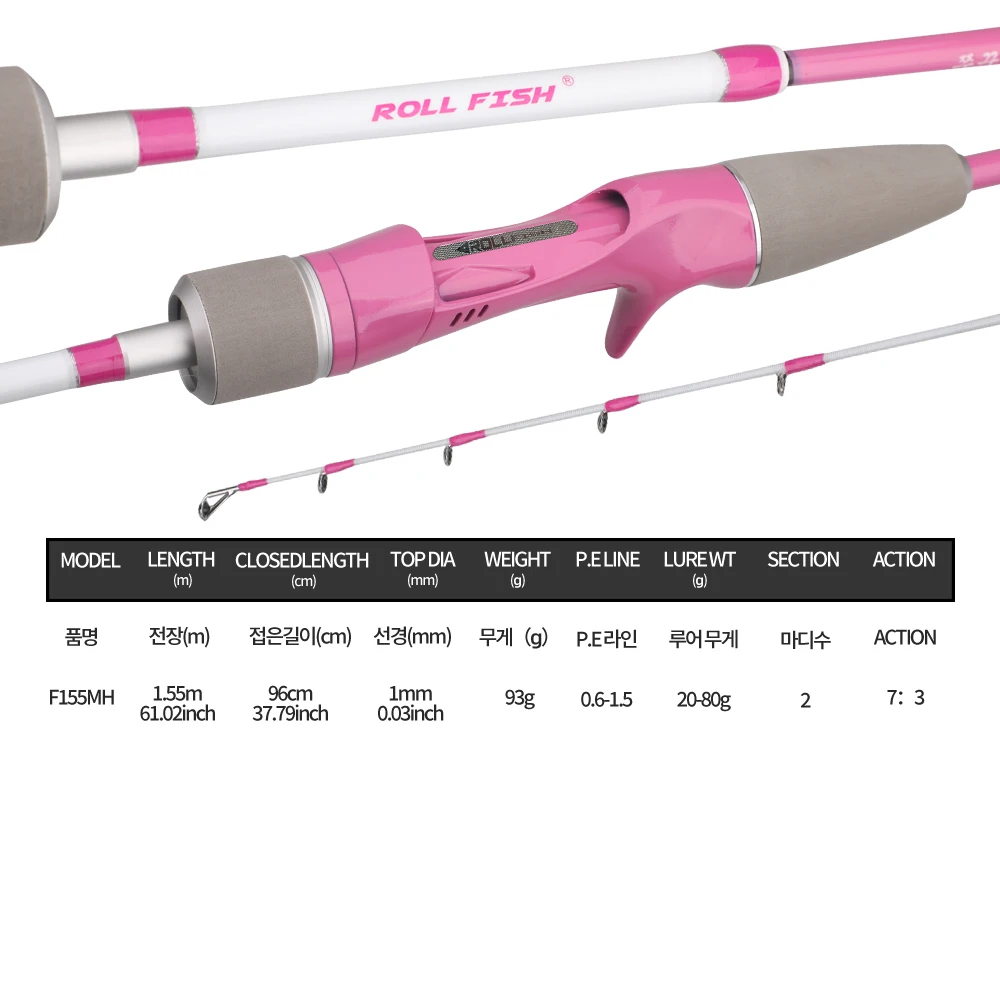 ROLLFISH Titan-Spitze 1,55m Kohlefaser Tintenfisch-Angelrute Aktion 7:3 Boot Slow Jigging Rute Salzwasser & Leichtgewicht – Detail 4
