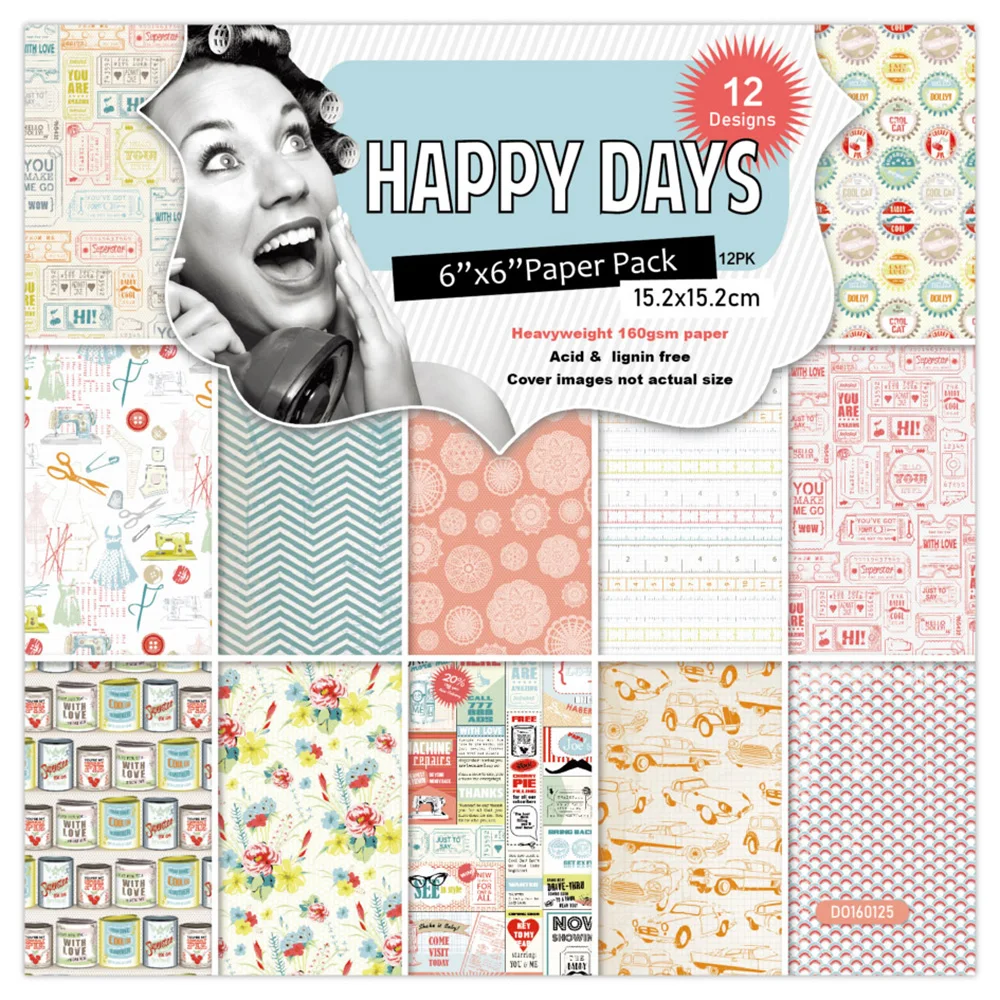 12-arkuszowy szczęśliwy dzień piękny materiał do scrapbookingu konto ręczne papier tła album DIY papiery do scrapbookingu