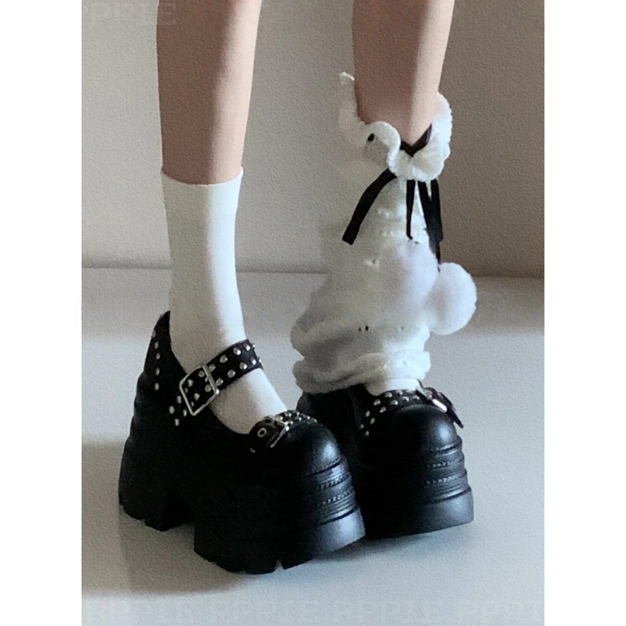 

Height-Increasing Thick-Soled Cute Mary Jane Shoes JK2026 Punk Versatile New Single Leather Shoes