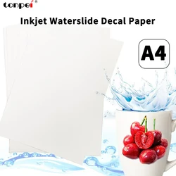 10/20Sheets A4 Inkjet Waterslide Decal Transfer Paper White For DIY Mugs Procelain Phone Case Glass Metal Crystal