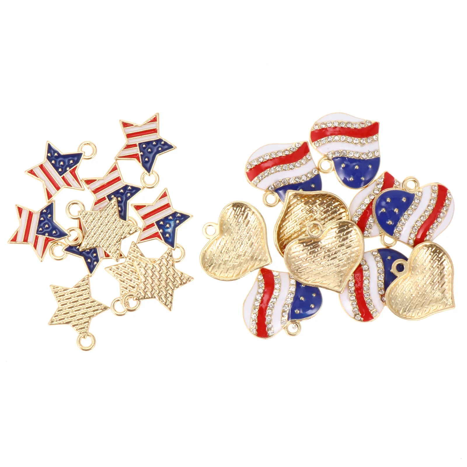 20Pcs Independence Day Decoration Patriotic Pendants Alloy Festival Charms American Flag Jewelry Accessories Jewelry Charms