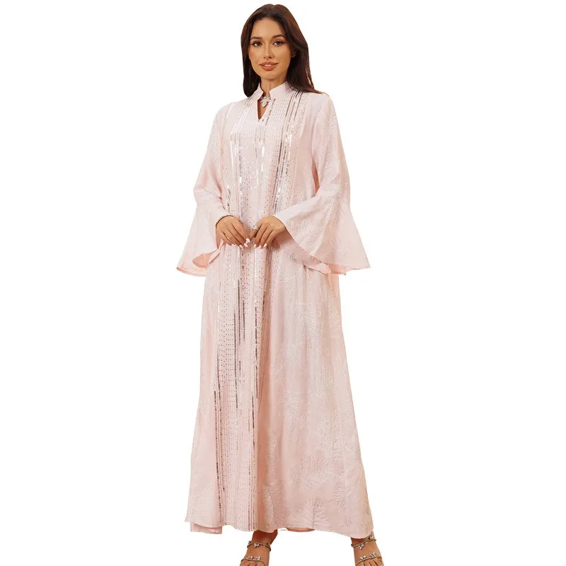 Neue muslimische Abaya Dubai elegante Perlenstickerei langes Kleid Naher Osten Saudi-Mode