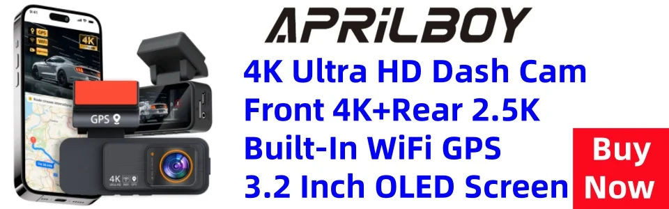 Aprilboy K6 WIFI Dash Cam 4K Mini AUTO DVR Vorne und Hinten Dual Objektiv Mit 1080P Black Box zimmer Nachtsicht Kamera Parkplatz Monitor – Detail 4