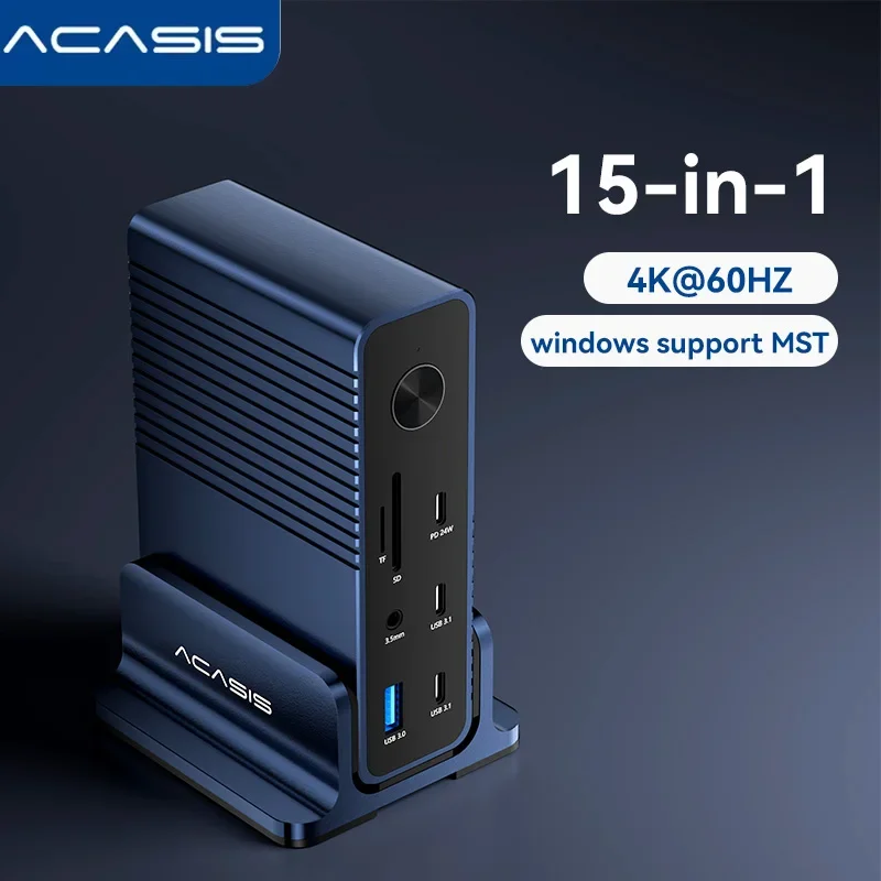 

Acasis 15-in-1 USB-C Docking Station Triple Display 4K@60Hz 100W PD 10Gbps USB HDMI@DP 4K60Hz Reader for MacBook Pro/Laptop