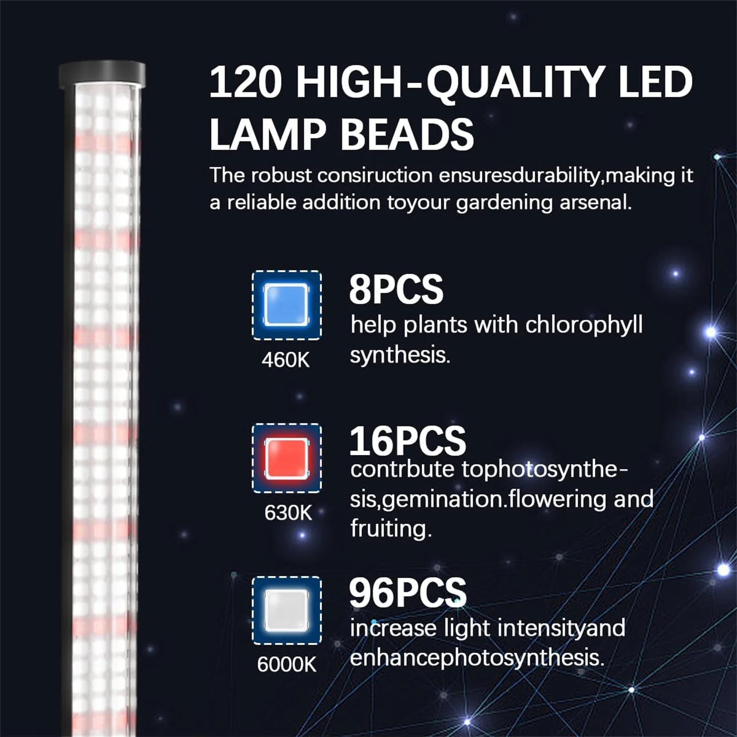 T10 LED Grow Light Tube Full Spectrum Plant Lamp Adjustable Dimmable Growing Lamp Hydroponics With Timer Indoor Plants Light