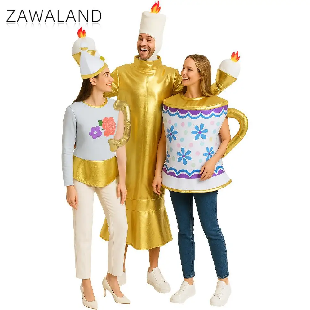 Zawaland tetera taza de té vela disfraz adulto comida fiesta Cosplay traje festivo vestido de lujo hombre mujer carnaval disfraz traje