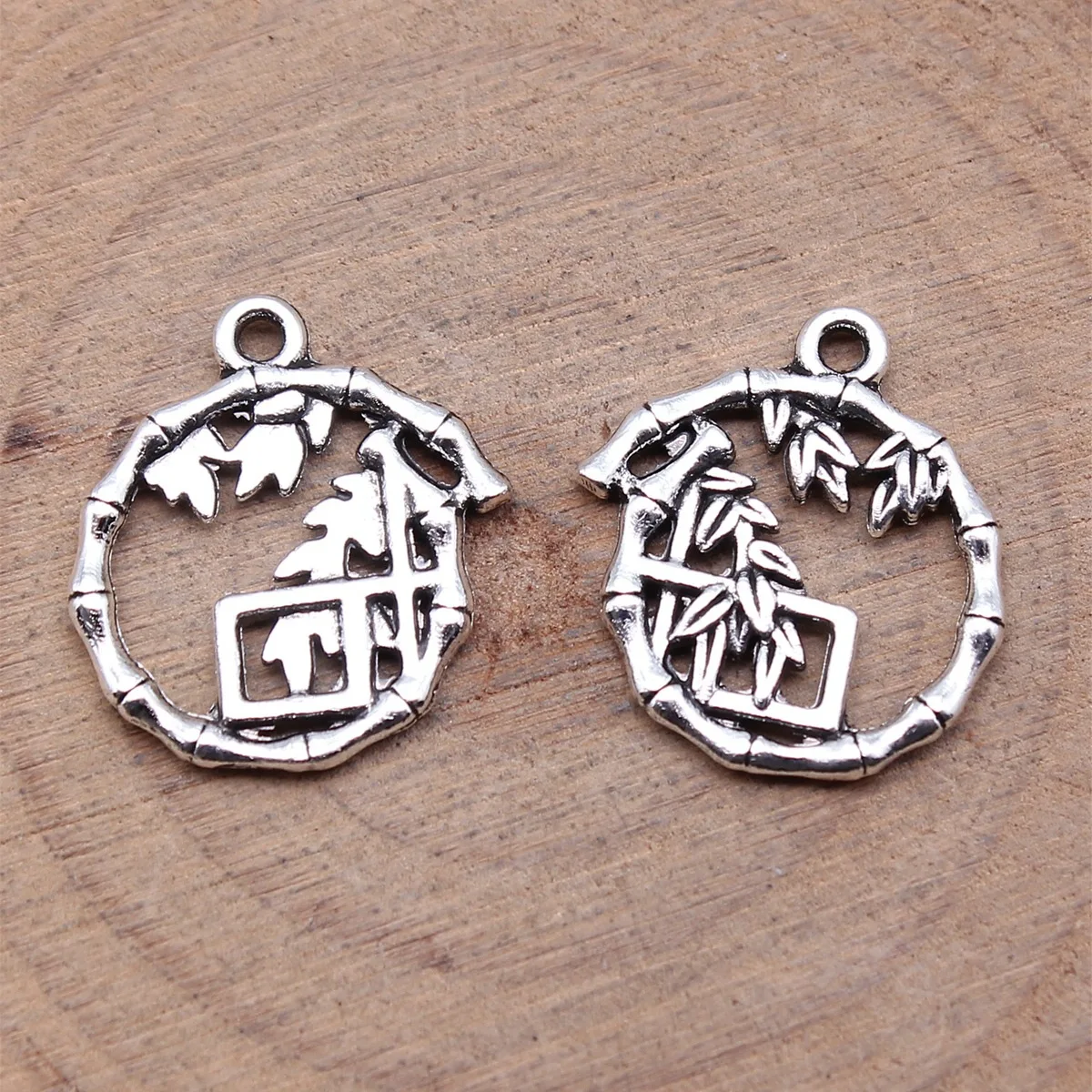 WYSIWYG 20pcs 17x18mm Antique Silver Color Chinese Style Bamboo House Charms Pendant For DIY Jewelry Making Jewelry Findings