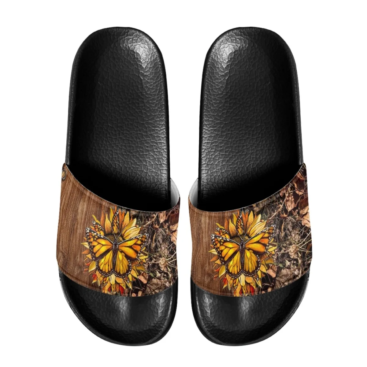 Women's Summer Casual Slippers EVA Outdoor Beach Non-slip Slippers Fashion Art Sunflower Butterfly Pattern Printing Home Sandals