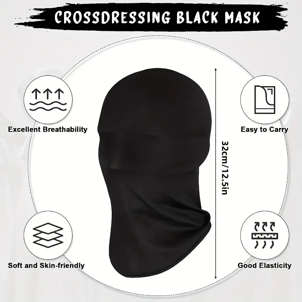 Black Full Face No Hole Cover Hat Women Men Army Tactical Cs Balaclava Cap Sun Uv Protection Bike Motorcycle Multi-Hole Ski Mask image 6