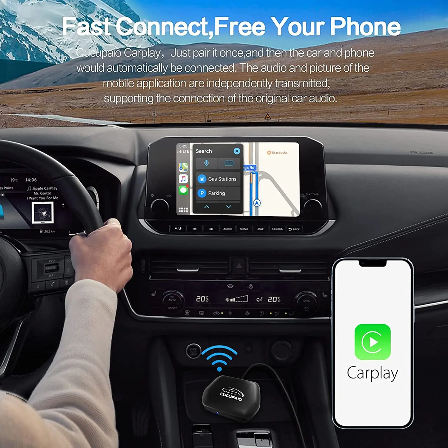 Wireless Carplay Adapter Updated 5.8GHz WiFi Bluetooth Auto Connect Apple CarPlay Dongle for Car Original Factory Wired Car Play