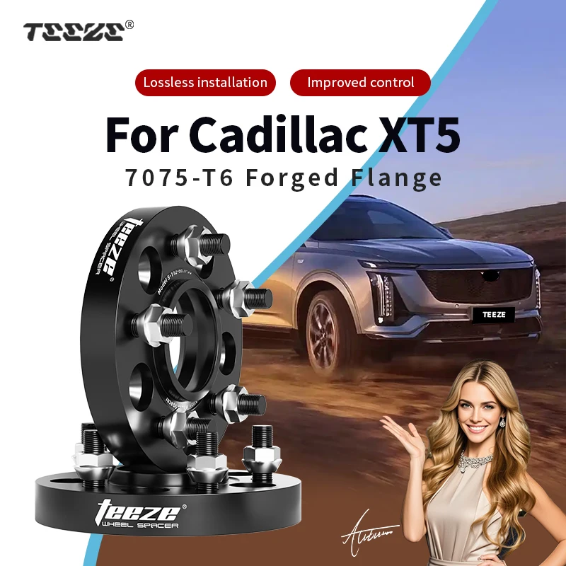 Teeze 2/4pcs 6x120 CB66.9mm M14x1.5 Hub Centric Black Forged wheel spacer For Cadillac XT5 Flange Plate15/20/25/30/35mm