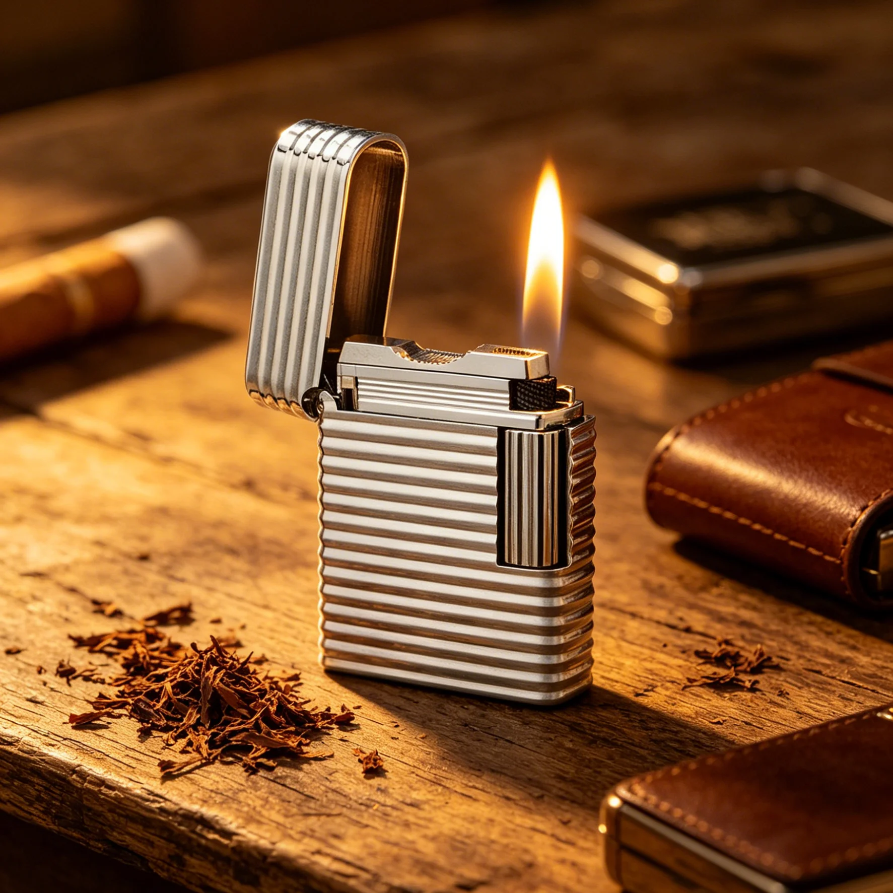 

L1 Classic Grooved Metal Lighter with single flame. Anti-slip metal body, ideal for cigarettes, cigars and daily use.