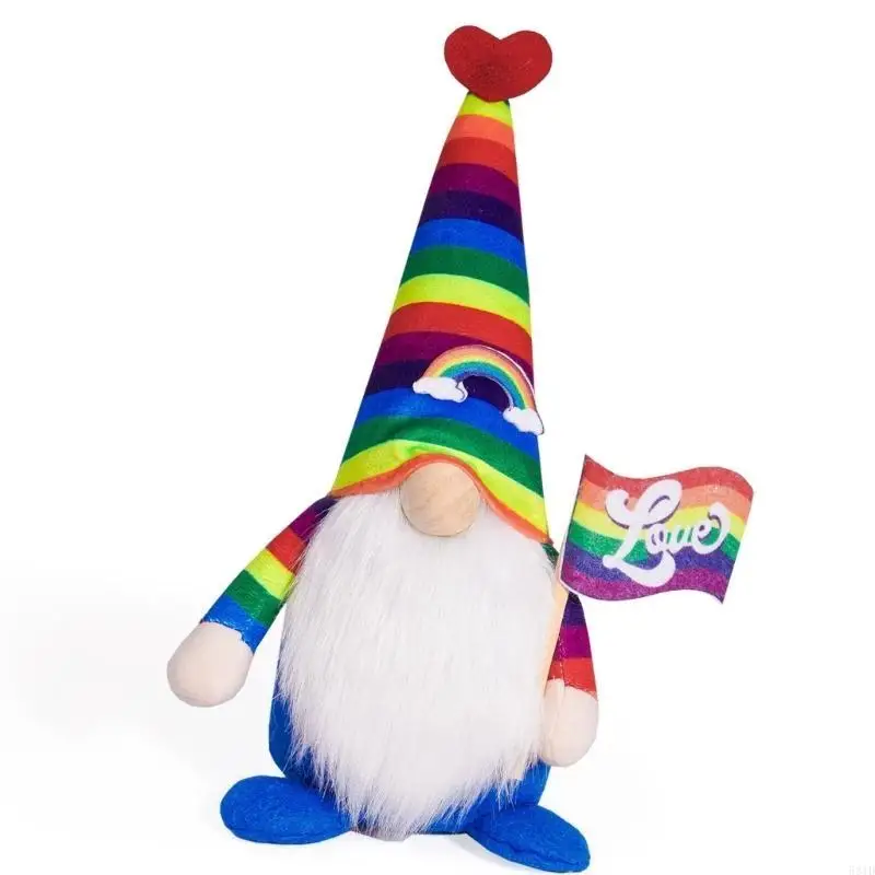 581D レインボーフェスティバル ラブハート ノーム エルフ ぬいぐるみ 飾り ホリデーギフト用