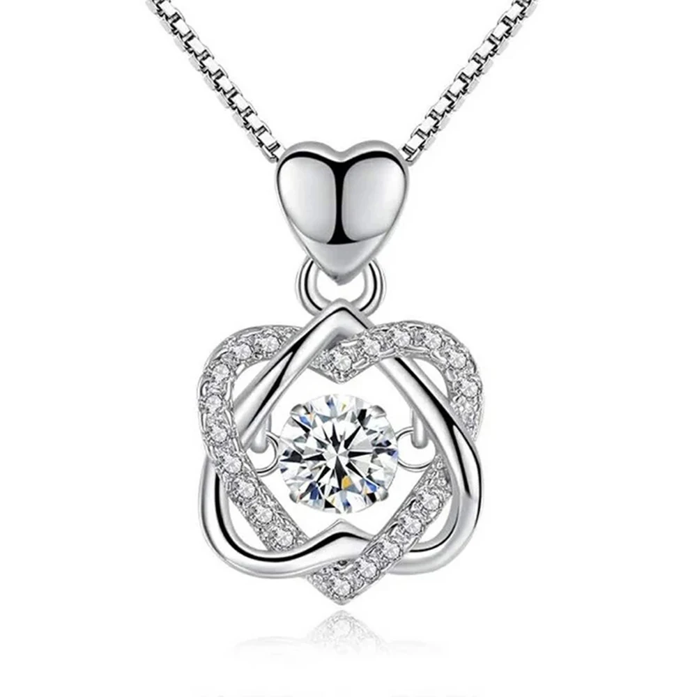 Luxury Design Beating Heart Pendant Necklace for Women Fashion Cubic Zircon Hexagram Neck Valentine's Day Tanabata Jewelry Gift