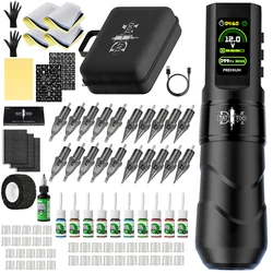 Black Tattoo Kit Professional Tattoo Pen Kit Wireless Tattoo Power Supply Tattoo Gun Kit For Permanent Makeup Tattoo Machine