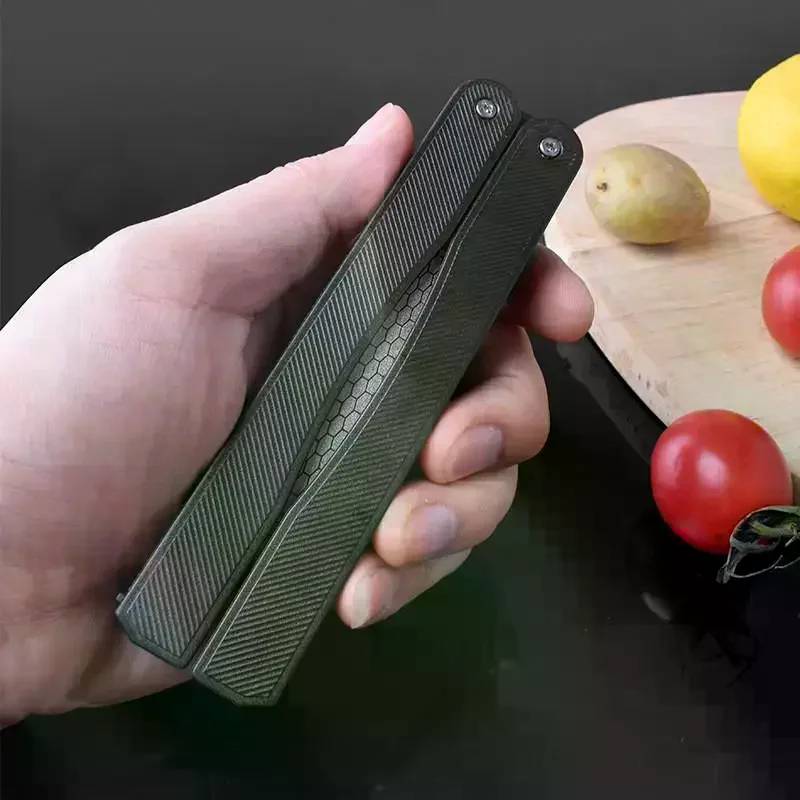 Knife Edge Maintenance with 400/600 Grit Double Sided Foldable Sharpener for Versatility