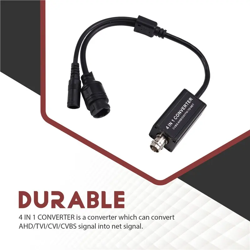 A31T 4-in-1 AHD/TVI/CVI/CVBS Signal Converter BNC to RJ45 720P/1080P H.265 RTSP ONVIF for CCTV Security Camera System