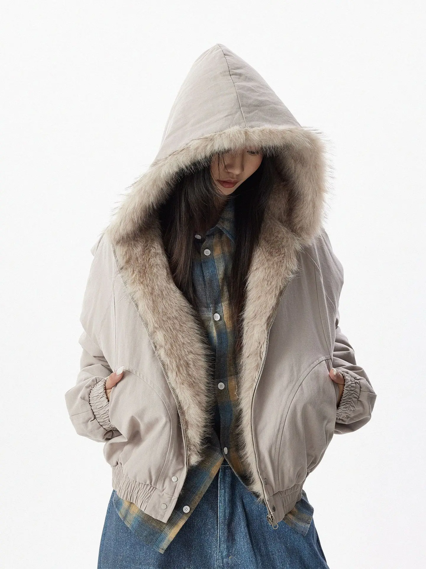 Men Short Hooded Parka Men Thickened Warm Cotton Coat Men American Style Fur Collar Outerwear Men Casual Windproof Fleece Parkas