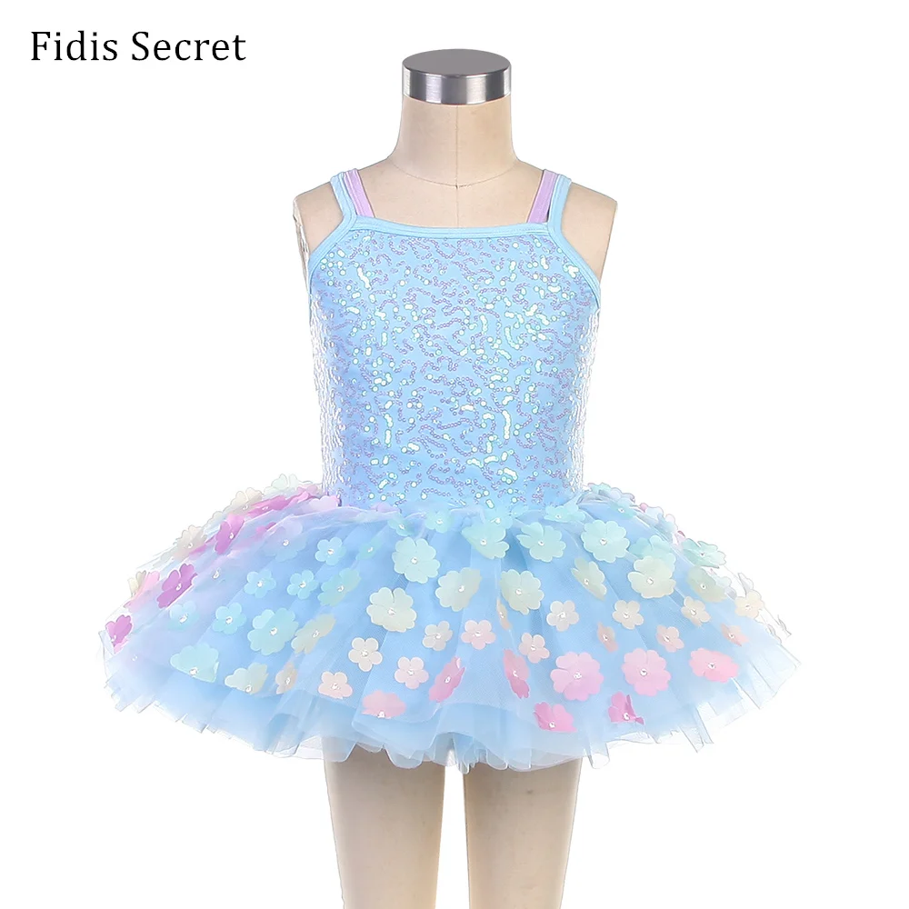 

Sky Blue Camisole Ballet Tutu Sequins Bodice Leotard Dress Kids Stage Competition Costumes Girls Birthday/Party/Jazz Dance Skirt