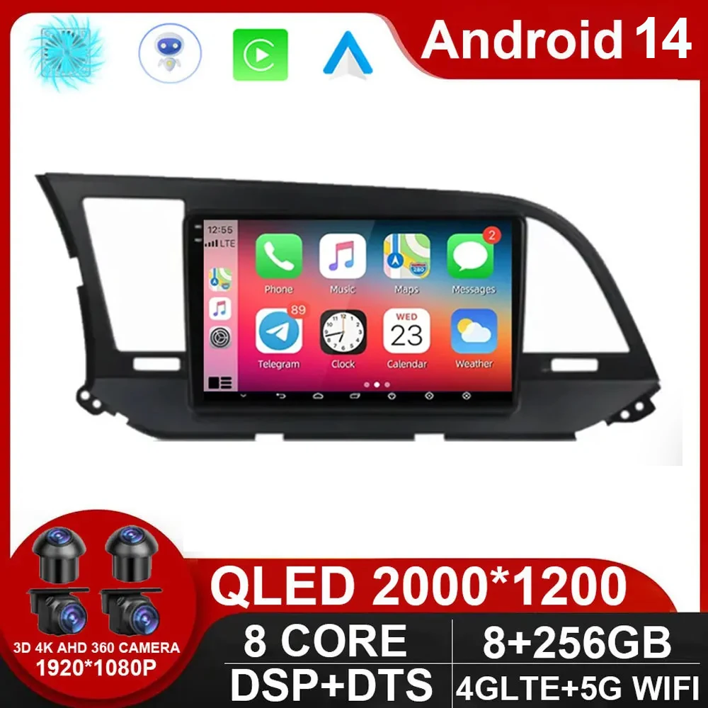 

Android 14 For Hyundai Elantra 6 2016-2018 Car stereo Radio Multimidia Video Player Navigation GPS DSP Carplay NO 2 din DVD