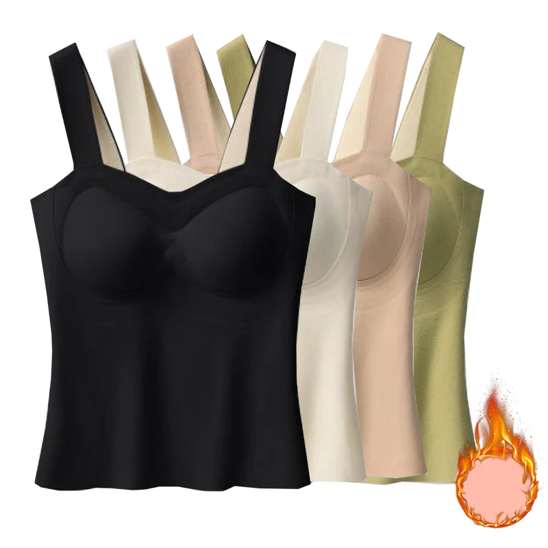 1pcs Woman Thermal Underwear Autumn WinterThermo Lingerie Soft Warm Top Wear Thermo Vest  Undershirt With Bra Padded