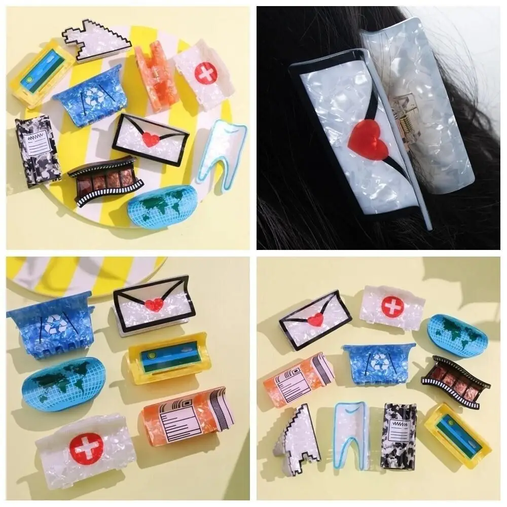 New PVC Hair Claw Print Cartoon Cartoon Hair Clips Imitation Acetic Acid Mouse Arrow Grip Clip