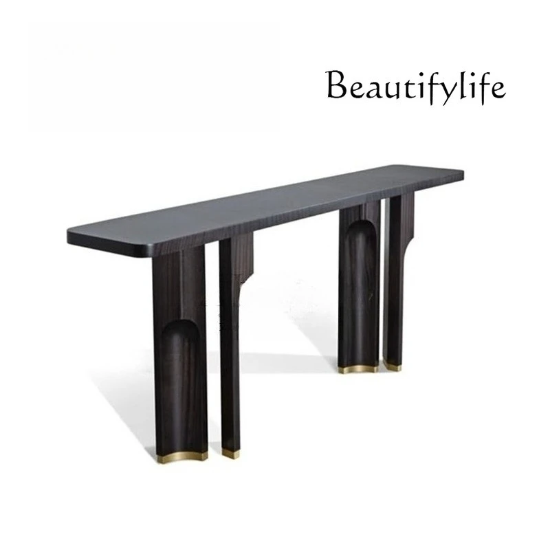 J Italian Style Solid Wood Entrance Table Hotel Foyer Entrance Corridor Against The Wall Long Case Designer Decorative End View