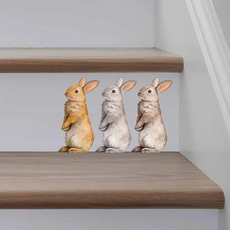 

Self-adhesive PVC rabbit combination stickers car luggage skateboard children's room home decoration creative decals AA397