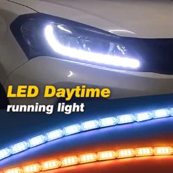 MIHAZ 2Pcs LED Daytime Running Light 3Colors Flexible Streamer Turn Signal Strip Start-scan DRL Car Headlight 12V