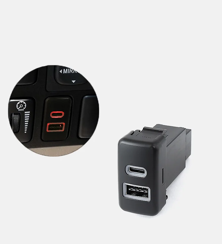 Przycisk przełącznika panelu deski rozdzielczej Konwertuj USB-C PD + Zestawy gniazd portu USB-A QC3.0 do Toyota Land Cruiser FJ Cruiser Tacoma