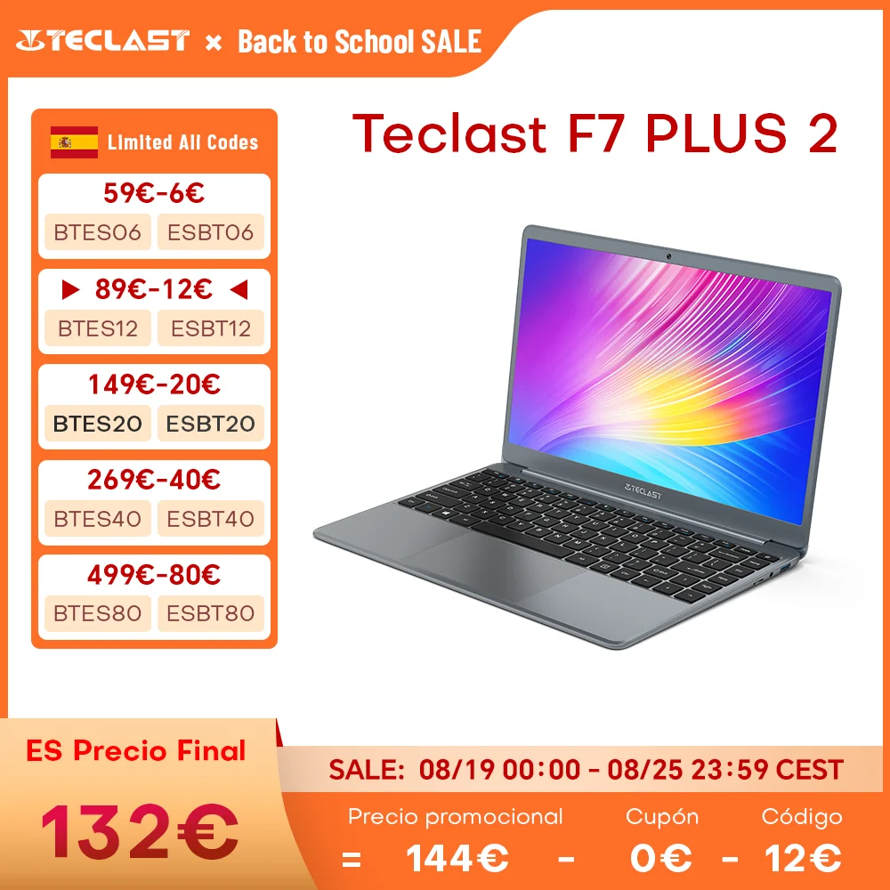 Teclast-ordenador portátil F7 Plus 2 DE 14,1 pulgadas, 8GB de RAM, 256GB de ROM, para Intel Celeron N4120, Windows 11, Intel UHD Graphics 600,