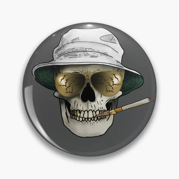 Hunter S Thompson Skull  Soft Button Pin Badge Clothes Decor Funny Cartoon Collar Fashion Lapel Pin Brooch Lover Cute Jewelry