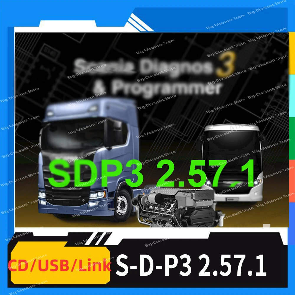 

2024 NEWEST software S-D-P v2.57.1 Normal Chip S-D-P3 Trucks Heavy Duty Diagnostics Wifi OBDII Scanner for Sc-an-ia 2.57.1