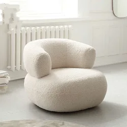 MOMO Nordic Creative Simple Casual White Lamb Wool Lazy Small Apartment Single Sofa Chair Living Room Balcony