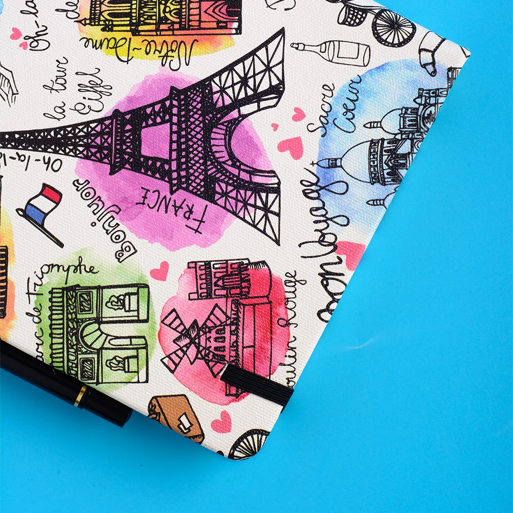 A5 Eiffel Tower Bullet Dotted Journal Paris 160gsm Thick Paper Hardcover Bujo Elastic Band Dot Grid Notebook